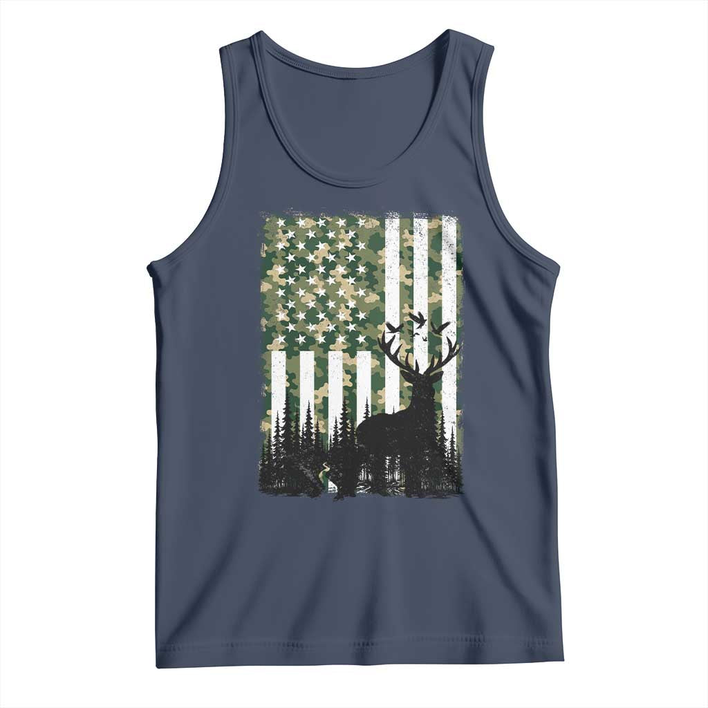 Deer Hunting Tank Top American Flag Camo Gift TS12 Navy Print Your Wear