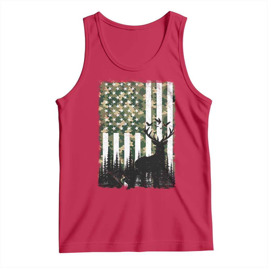 Deer Hunting Tank Top American Flag Camo Gift TS12 Red Print Your Wear