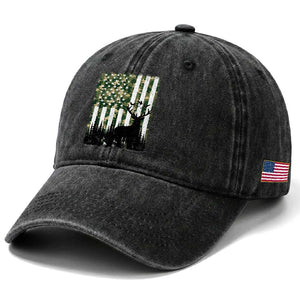 Deer Hunting Washed Cotton Baseball Cap American Flag Camo Gift TS12 Print Your Wear