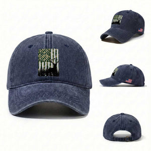 Deer Hunting Washed Cotton Baseball Cap American Flag Camo Gift TS12 Washed Cap Universal Fit Navy Print Your Wear