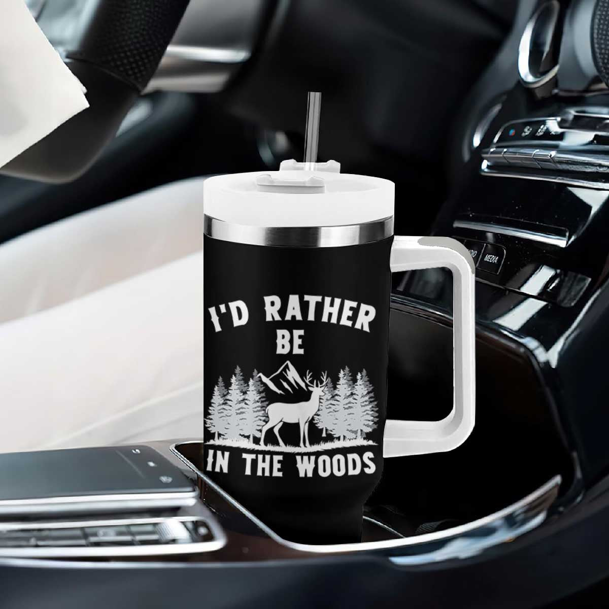 I Would Rather Be In The Woods Tumbler With Handle Deer Hunter Gift TS12 Print Your Wear