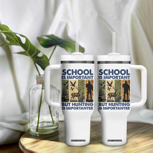 School Is Important But Hunting Is Importanter Tumbler With Handle Retro Deer Hunting Gift TS12 Print Your Wear