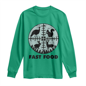 Funny Hunter Joke Long Sleeve Shirt Hunting Fast Food Animals TS12 Irish Green Print Your Wear
