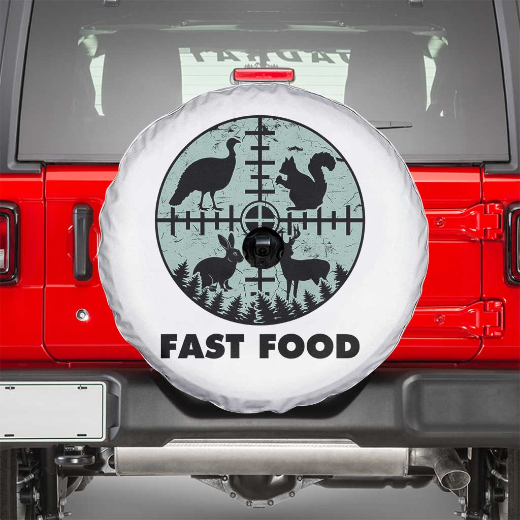 Funny Hunter Joke Spare Tire Cover Hunting Fast Food Animals TS12 White Print Your Wear