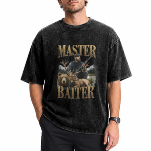 Hunting Lovers Dad Gift Washed Cotton T-Shirt Master Baiter