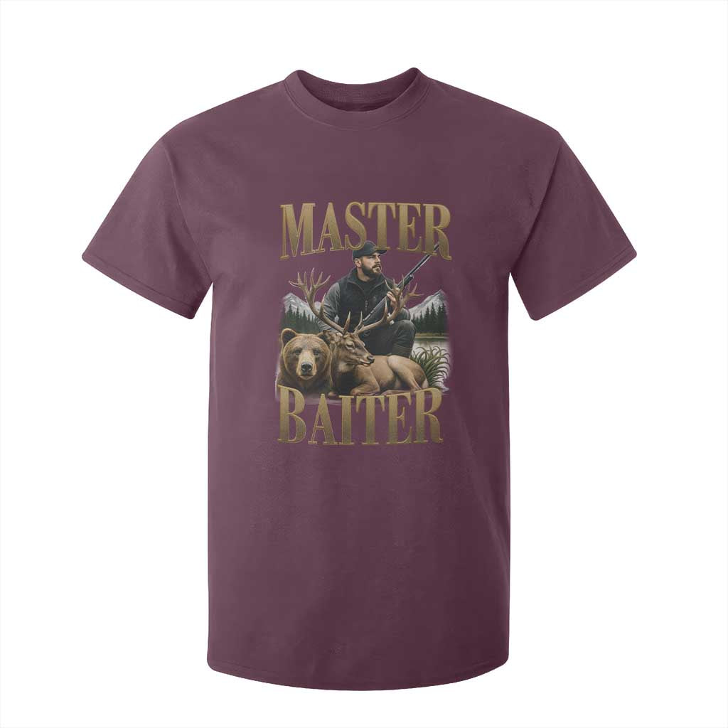 Hunting Lovers Dad Gift T Shirt For Kid Master Baiter TS12 Maroon Print Your Wear