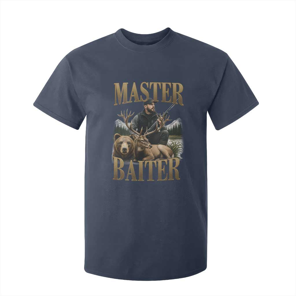 Hunting Lovers Dad Gift T Shirt For Kid Master Baiter TS12 Navy Print Your Wear