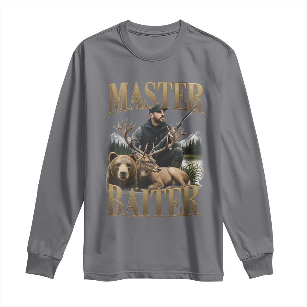 Hunting Lovers Dad Gift Long Sleeve Shirt Master Baiter TS12 Charcoal Print Your Wear
