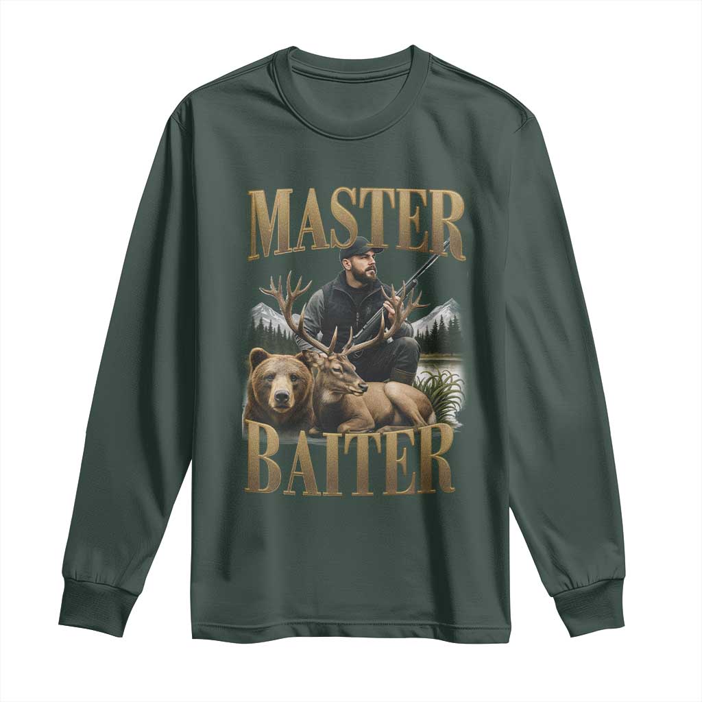 Hunting Lovers Dad Gift Long Sleeve Shirt Master Baiter TS12 Dark Forest Green Print Your Wear