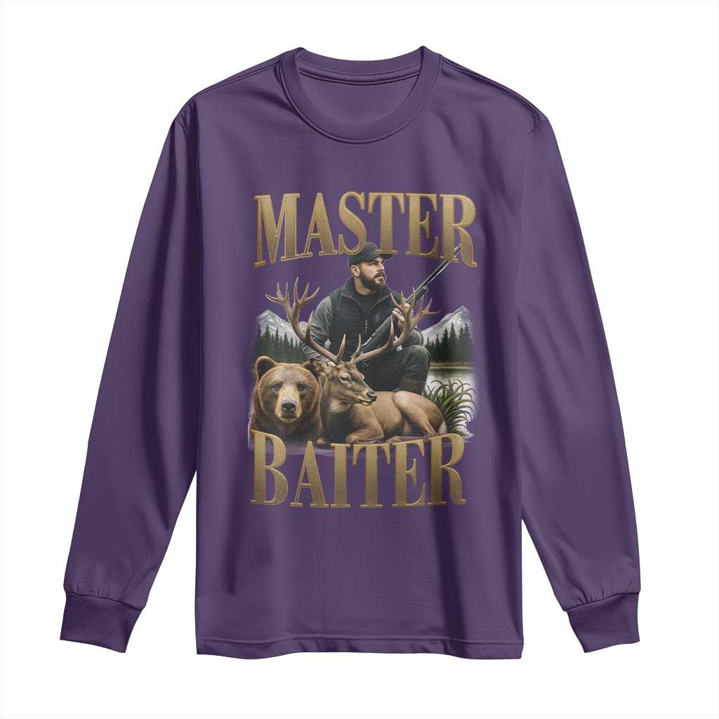 Hunting Lovers Dad Gift Long Sleeve Shirt Master Baiter TS12 Purple Print Your Wear