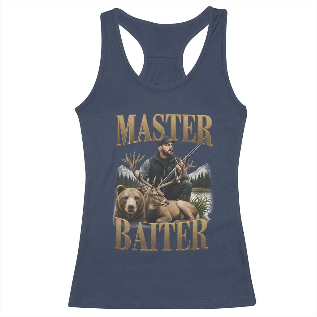 Hunting Lovers Dad Gift Racerback Tank Top Master Baiter TS12 Navy Print Your Wear