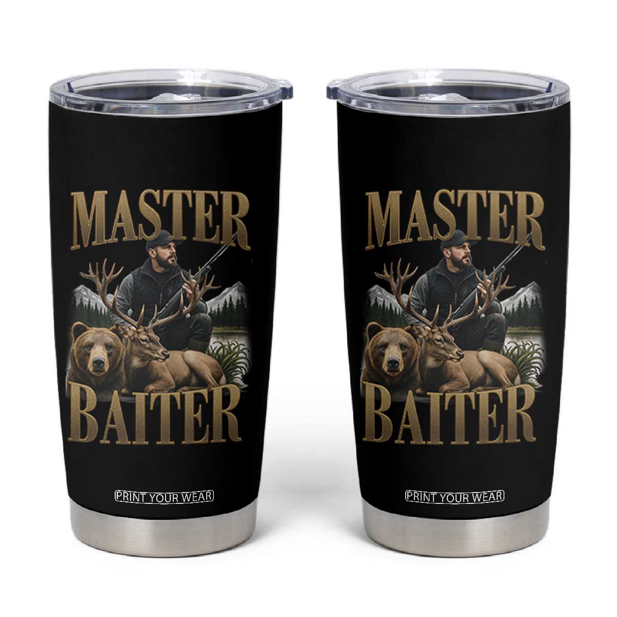 Hunting Lovers Dad Gift Tumbler Cup Master Baiter TS12 Black Print Your Wear