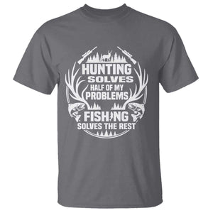 Fishing Hunting Solve Problems T Shirt Gift Idea For Hunter Fisherman TS12 Charcoal Print Your Wear