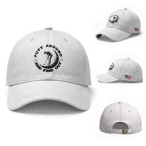 Putt Around And Find Out Baseball Cap Funny Golf Lover Gift TS12 Baseball Cap Universal Fit White Print Your Wear