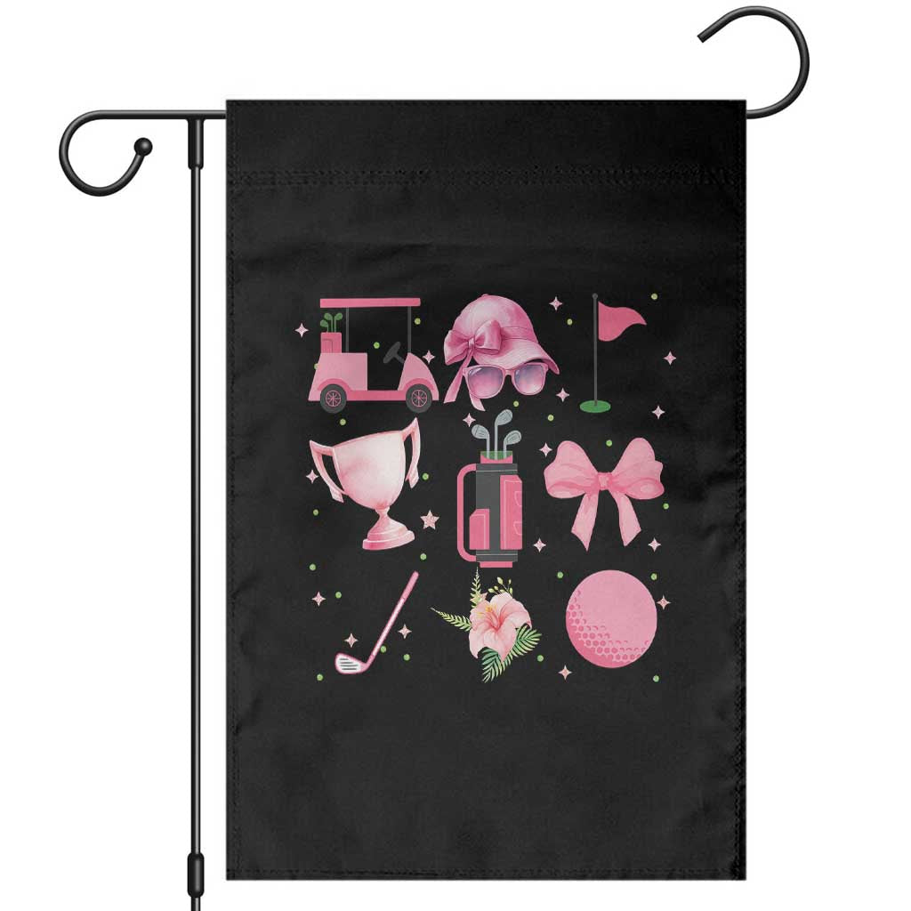 Womens Golf Lover Garden Flag Cute Pink Bow Golf Sports Gift TS12 Black Print Your Wear