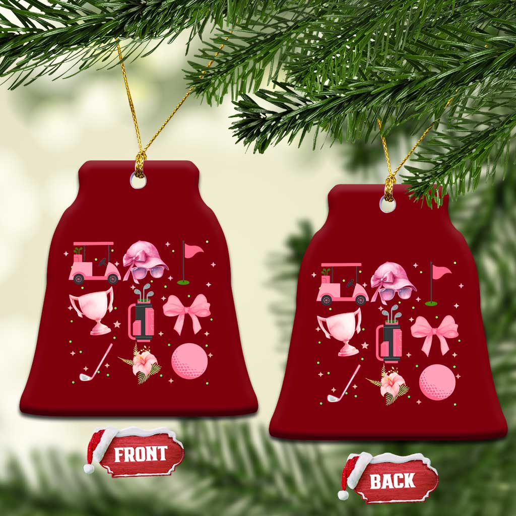 Womens Golf Lover Ceramic Ornament Cute Pink Bow Golf Sports Gift TS12 Print Your Wear