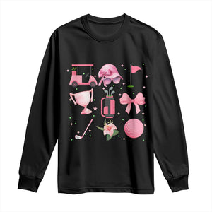 Womens Golf Lover Long Sleeve Shirt Cute Pink Bow Golf Sports Gift TS12 Black Print Your Wear
