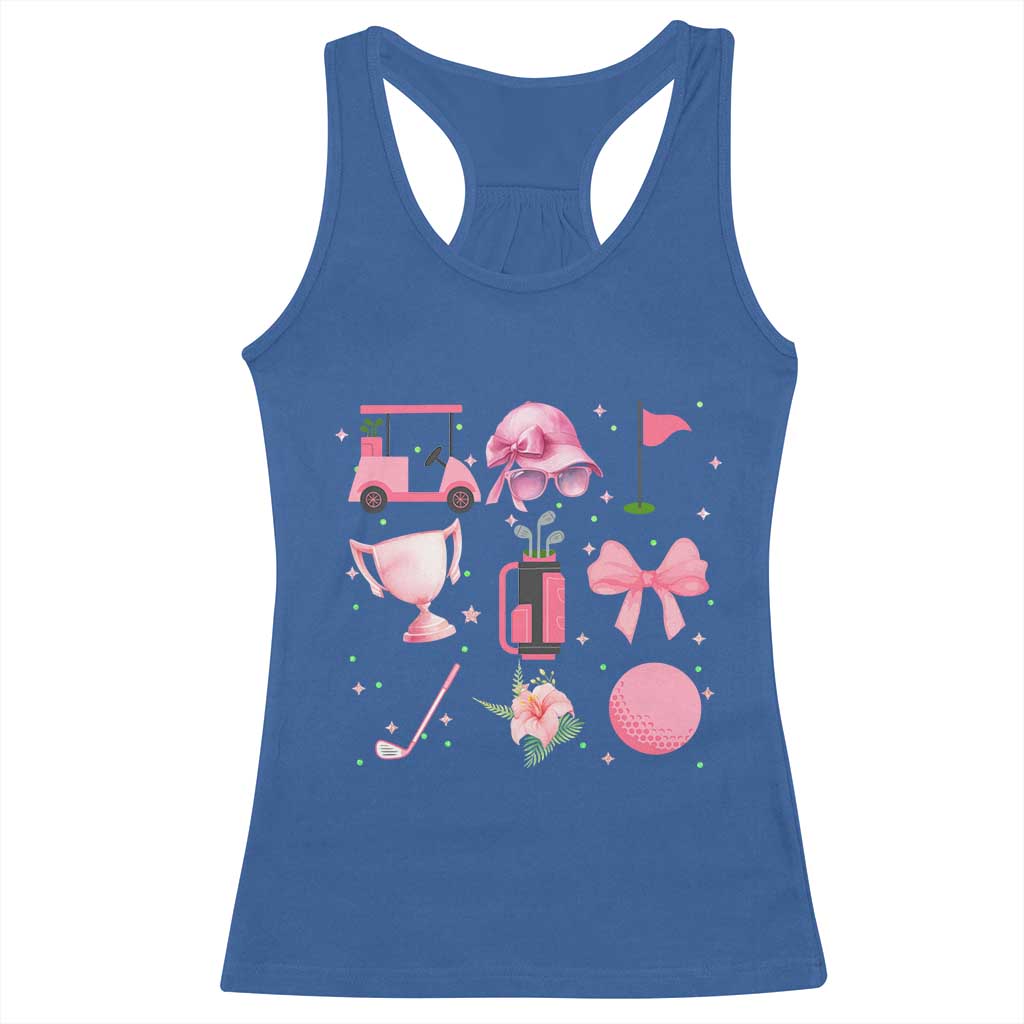 Womens Golf Lover Racerback Tank Top Cute Pink Bow Golf Sports Gift TS12 Royal Blue Print Your Wear