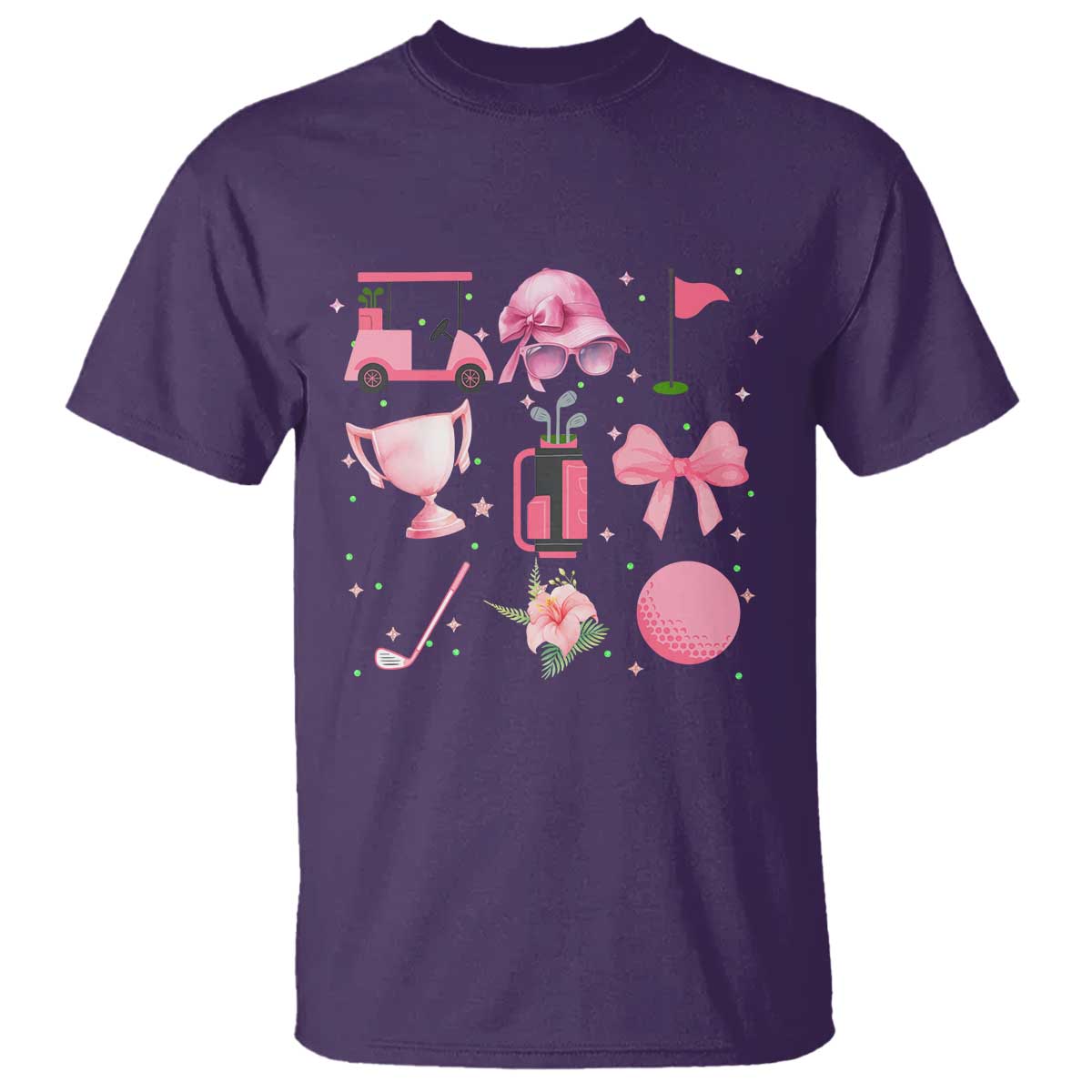 Womens Golf Lover T Shirt Cute Pink Bow Golf Sports Gift TS12 Purple Print Your Wear
