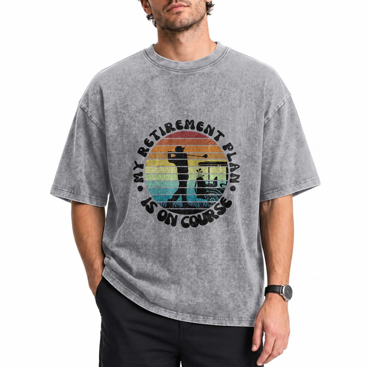 My Retirement Plan Is On Course Washed Cotton T-Shirt Retired Golfer Gift