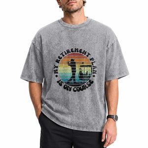 My Retirement Plan Is On Course Washed Cotton T-Shirt Retired Golfer Gift