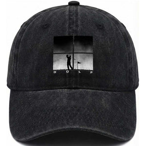 Gift For Sports Lover Washed Cotton Baseball Cap Retro Golf Silhouette Art TS12 Print Your Wear