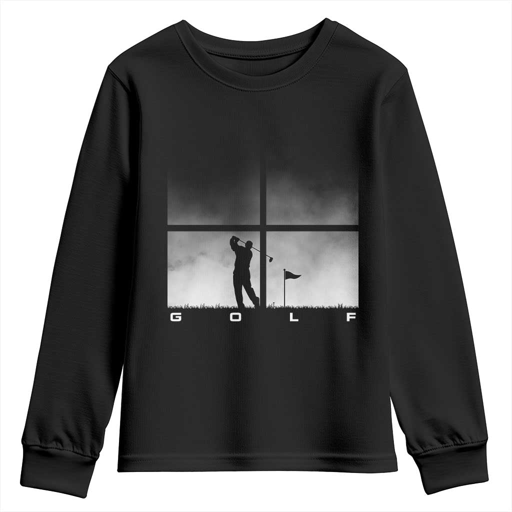 Gift For Sports Lover Youth Sweatshirt Retro Golf Silhouette Art TS12 Black Print Your Wear