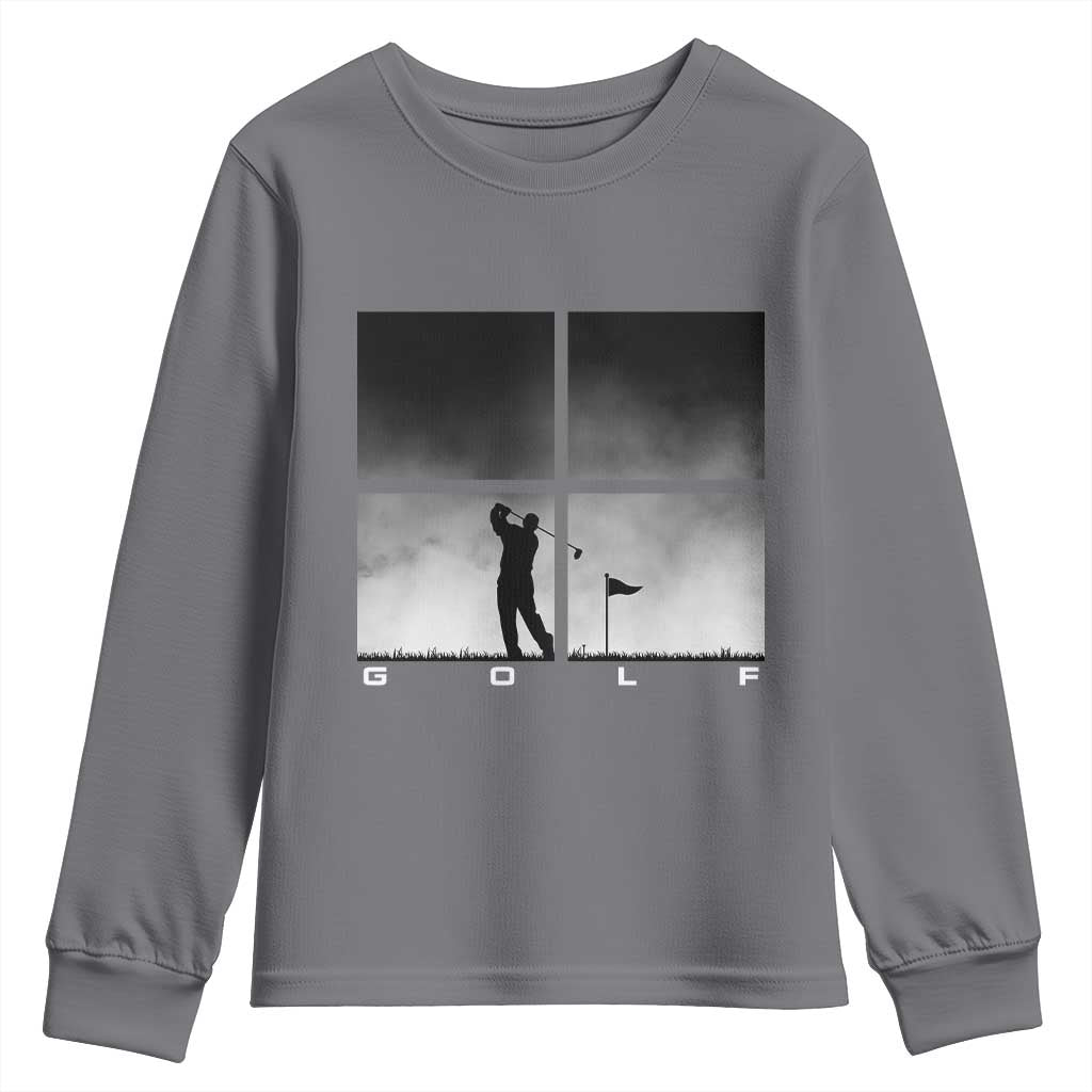 Gift For Sports Lover Youth Sweatshirt Retro Golf Silhouette Art TS12 Charcoal Print Your Wear