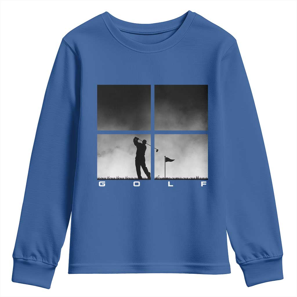 Gift For Sports Lover Youth Sweatshirt Retro Golf Silhouette Art TS12 Royal Blue Print Your Wear
