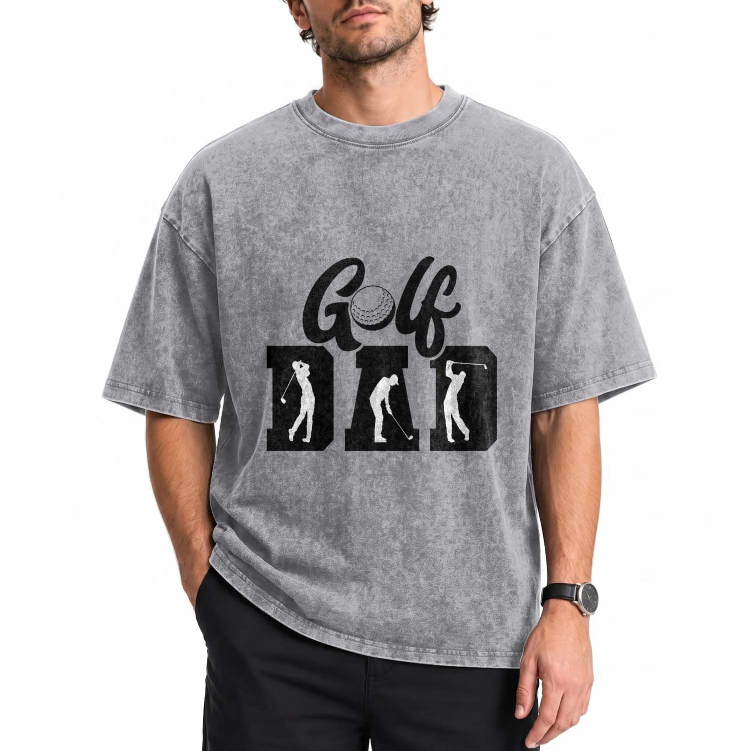 Golf Dad Washed Cotton T-Shirt Gift For Sport Lover