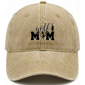 Proud Golf Mom Lifestyle Washed Cotton Baseball Cap Sports Gift Idea TS12 Washed Cap Universal Fit Khaki Print Your Wear