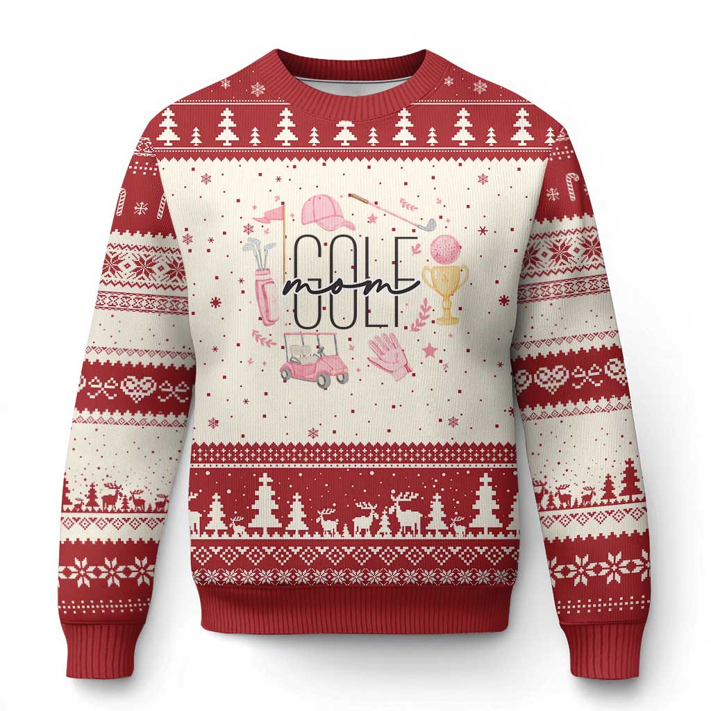 Golf Mom Life Proud Ugly Christmas Sweater Sports Lover Gift TS12 Beige Red Print Your Wear