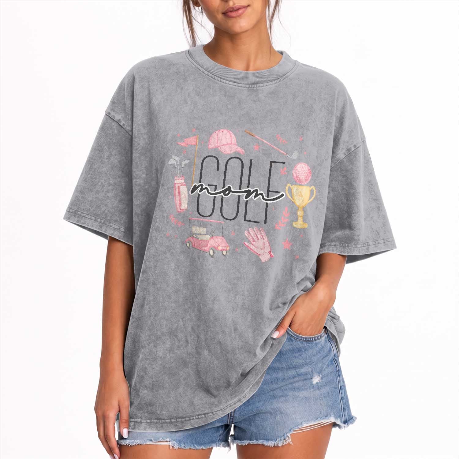 Golf Mom Life Proud Washed Cotton T-Shirt Sports Lover Gift