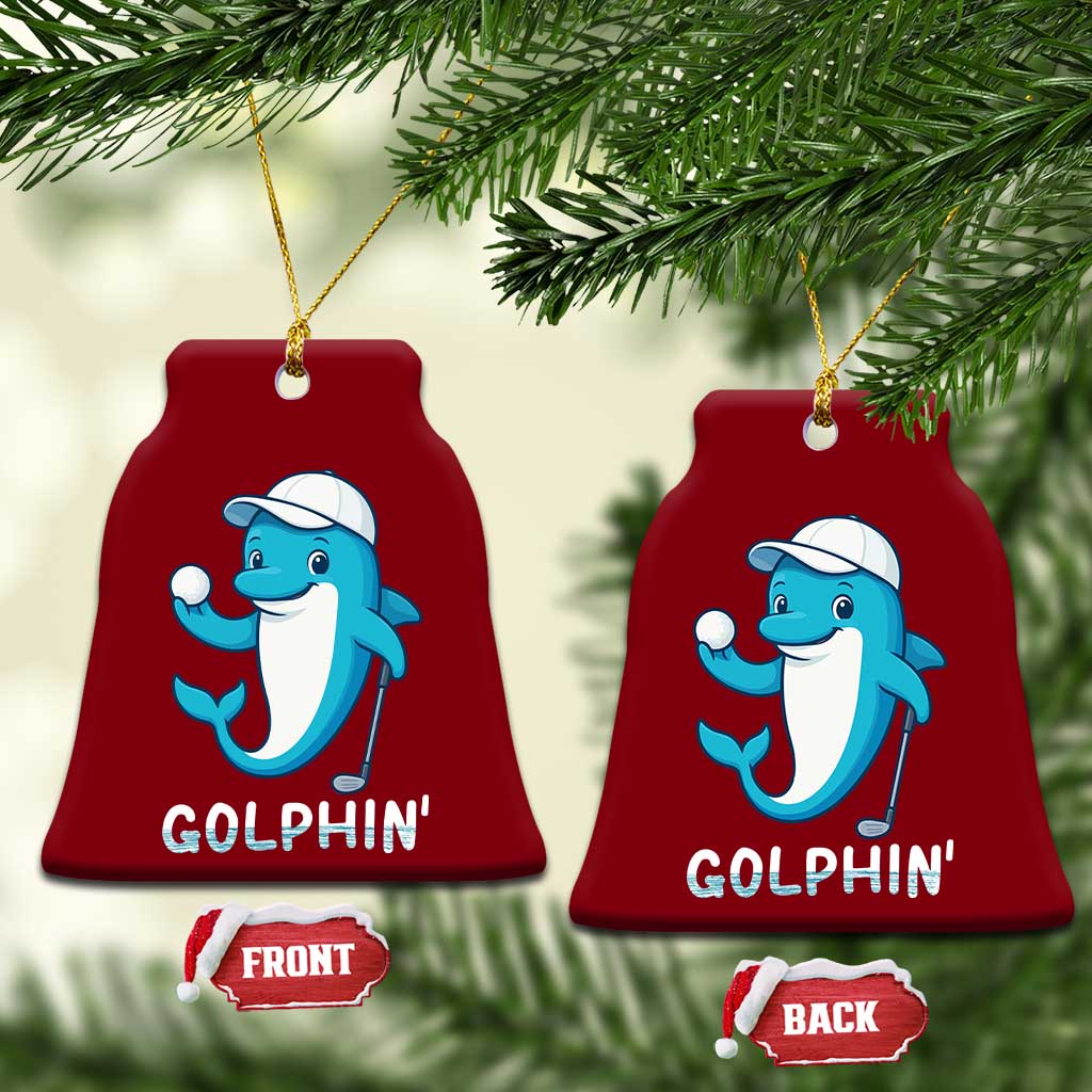 Golphin Dolphin Pun Ceramic Ornament Funny Golf Gift TS12 Print Your Wear