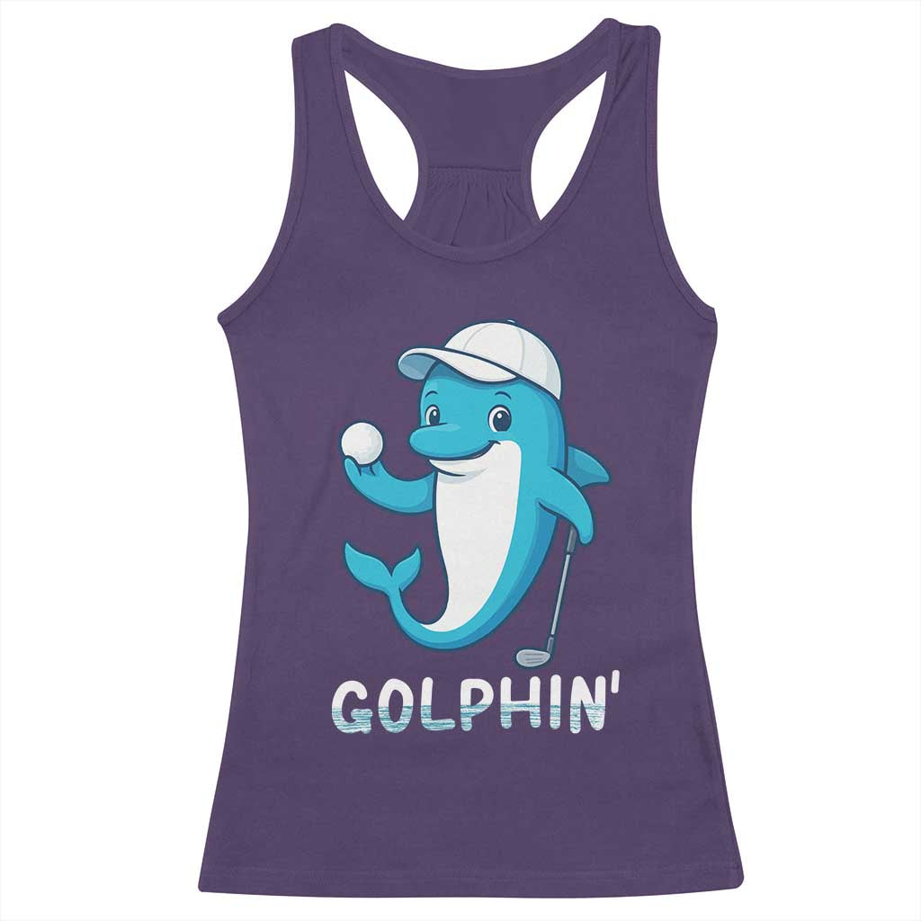 Golphin Dolphin Pun Racerback Tank Top Funny Golf Gift TS12 Purple Print Your Wear