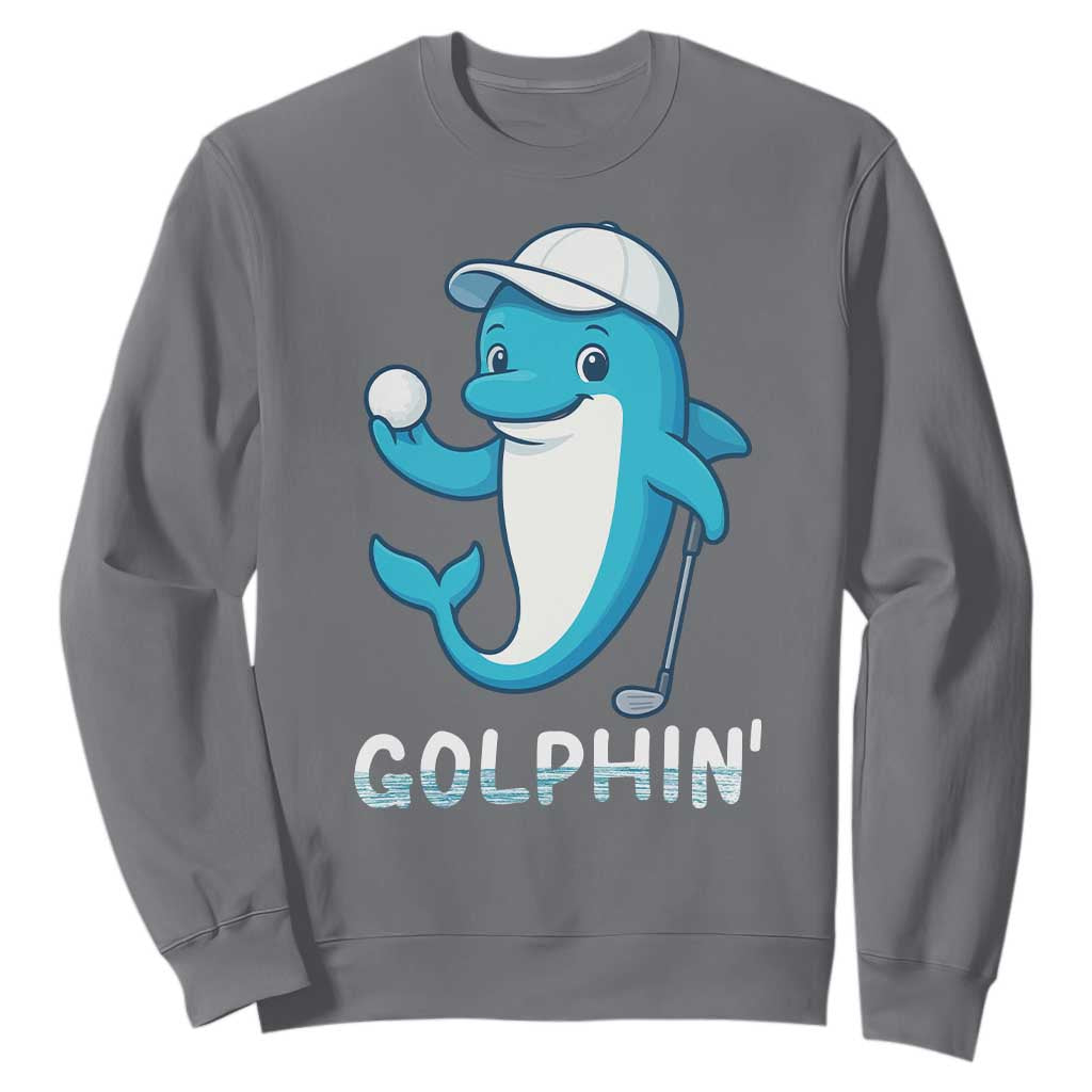 Golphin Dolphin Pun Sweatshirt Funny Golf Gift TS12 Charcoal Print Your Wear