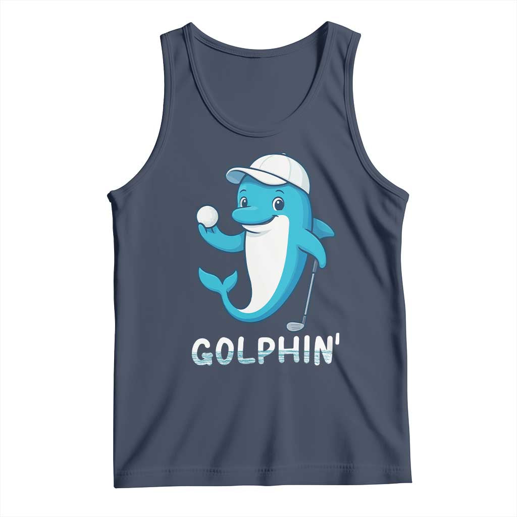 Golphin Dolphin Pun Tank Top Funny Golf Gift TS12 Navy Print Your Wear