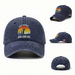 Funny Golf Quote Washed Cotton Baseball Cap Putt Around And Find Out TS12 Washed Cap Universal Fit Navy Print Your Wear