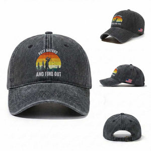 Funny Golf Quote Washed Cotton Baseball Cap Putt Around And Find Out TS12 Washed Cap Universal Fit Dark Gray Print Your Wear