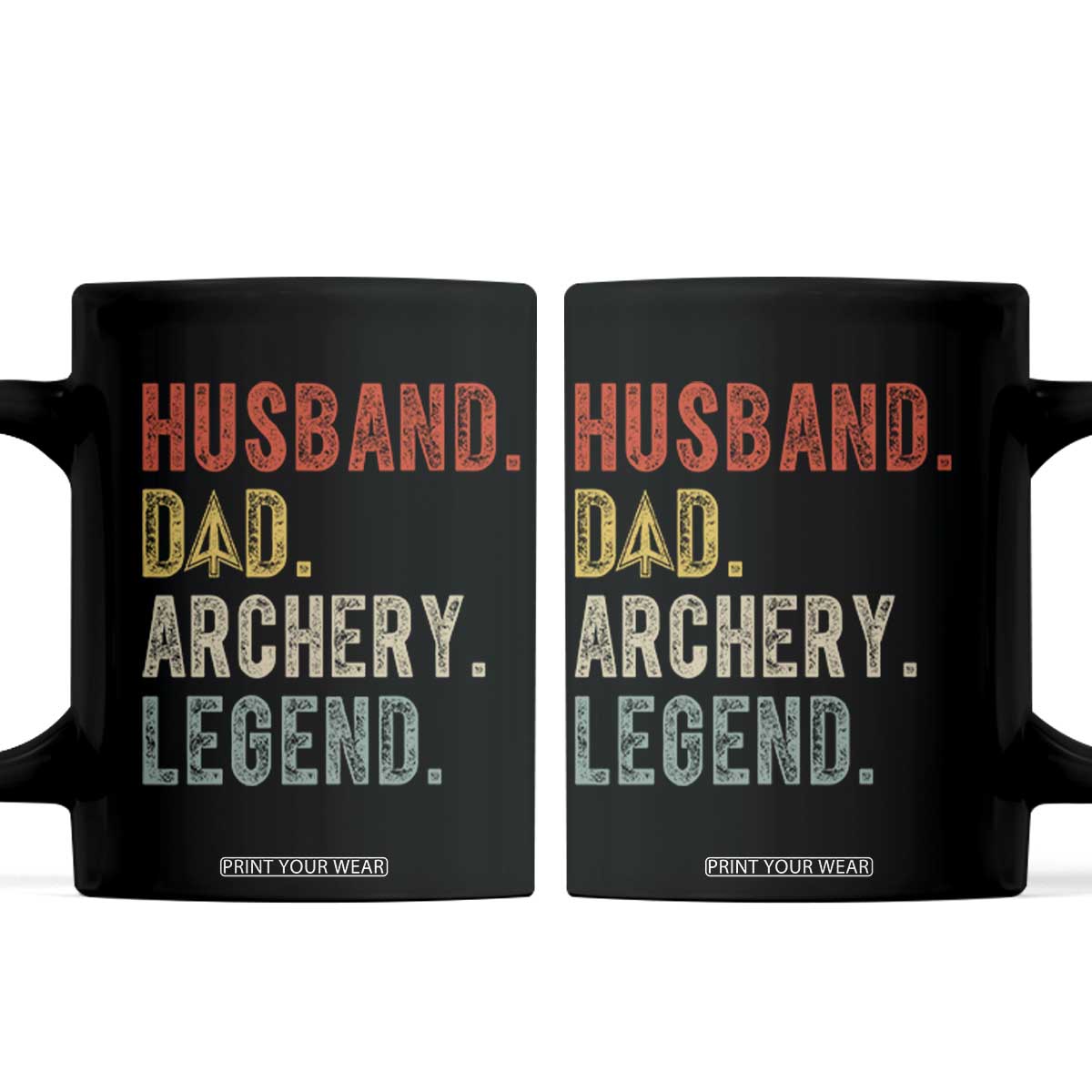 Vintage Bowhunter Fathers Day Coffee Mug Husband Dad Archery Legend Arrowhead Hunting Gift