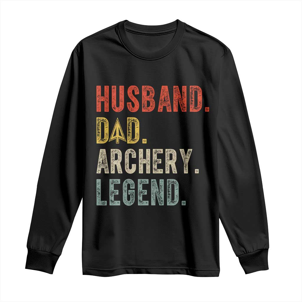 Vintage Bowhunter Fathers Day Long Sleeve Shirt Husband Dad Archery Legend Arrowhead Hunting Gift
