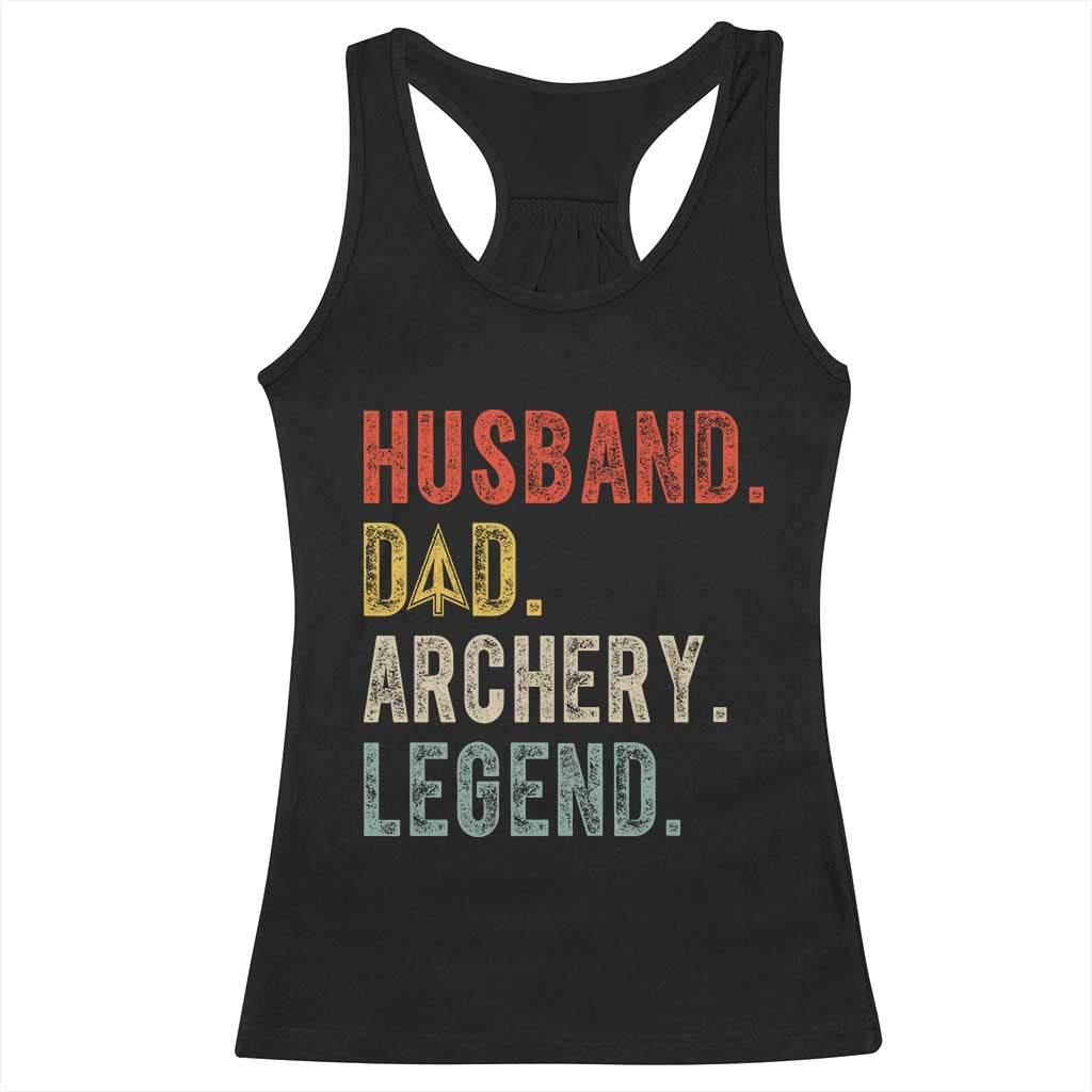 Vintage Bowhunter Fathers Day Racerback Tank Top Husband Dad Archery Legend Arrowhead Hunting Gift