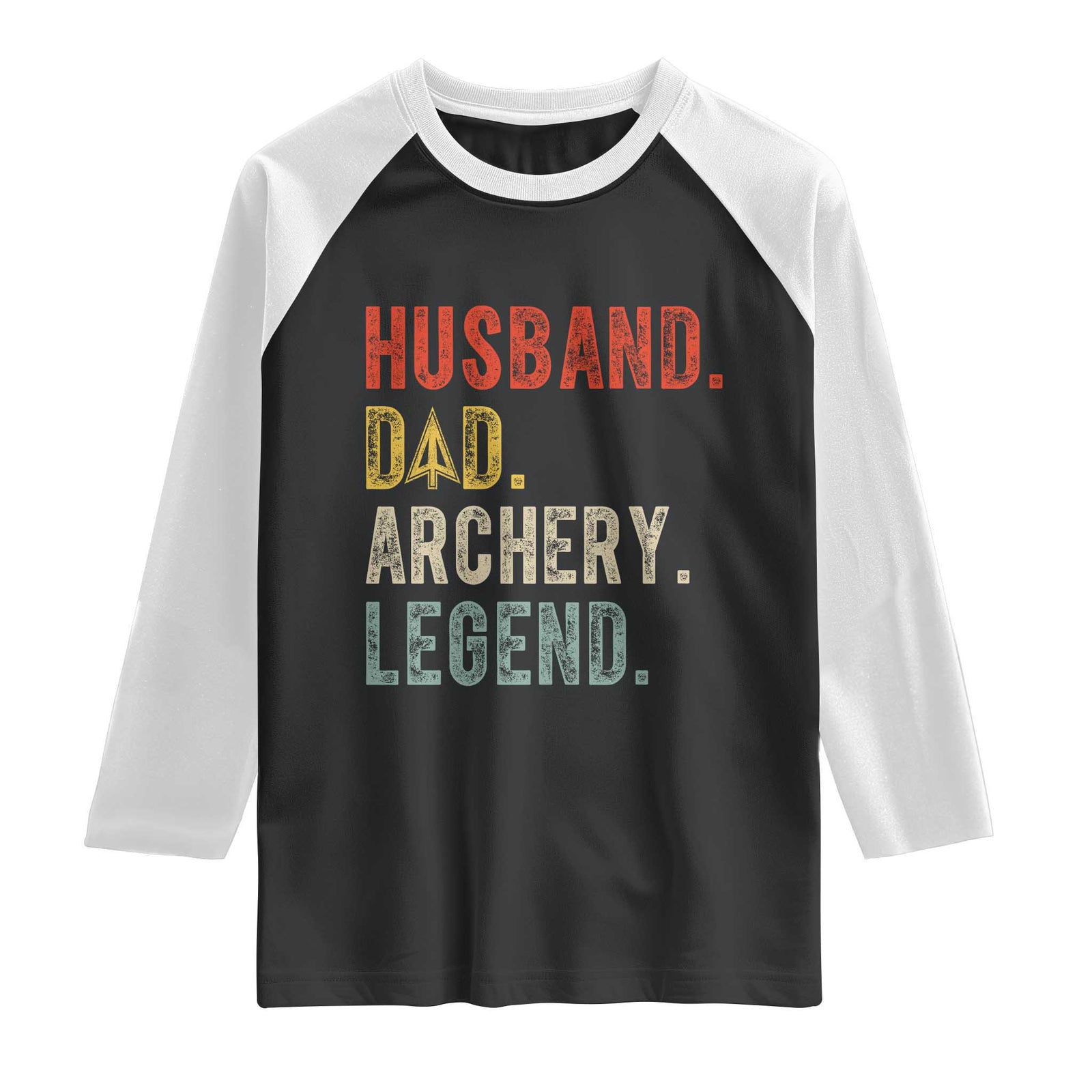 Vintage Bowhunter Fathers Day Raglan Shirt Husband Dad Archery Legend Arrowhead Hunting Gift