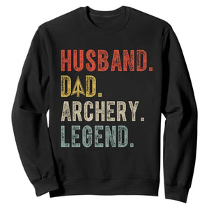 Vintage Bowhunter Fathers Day Sweatshirt Husband Dad Archery Legend Arrowhead Hunting Gift