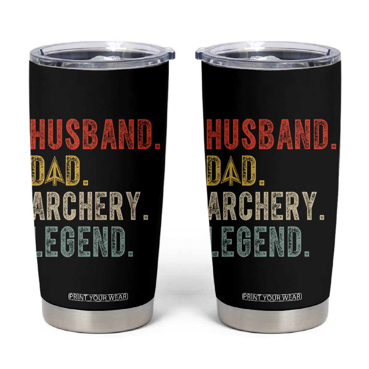 Vintage Bowhunter Fathers Day Tumbler Cup Husband Dad Archery Legend Arrowhead Hunting Gift