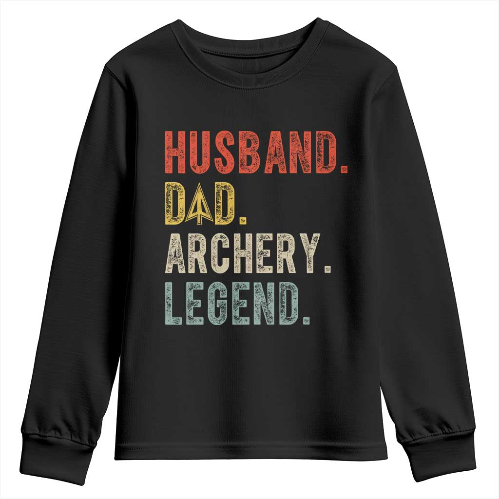 Vintage Bowhunter Fathers Day Youth Sweatshirt Husband Dad Archery Legend Arrowhead Hunting Gift