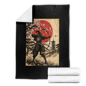 Vintage Japanese Samurai Archer Throw Blanket Ukiyoe Style Kyudo Bowhunter