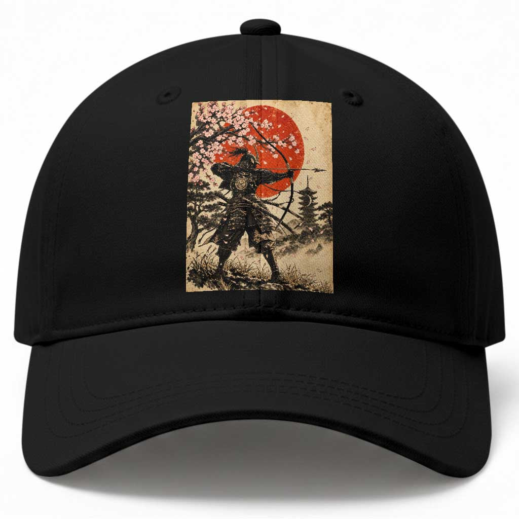 Vintage Japanese Samurai Archer Baseball Cap Ukiyoe Style Kyudo Bowhunter