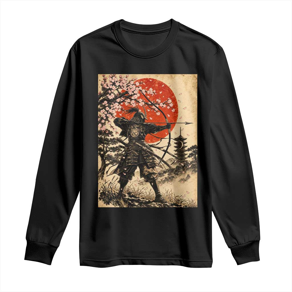 Vintage Japanese Samurai Archer Long Sleeve Shirt Ukiyoe Style Kyudo Bowhunter