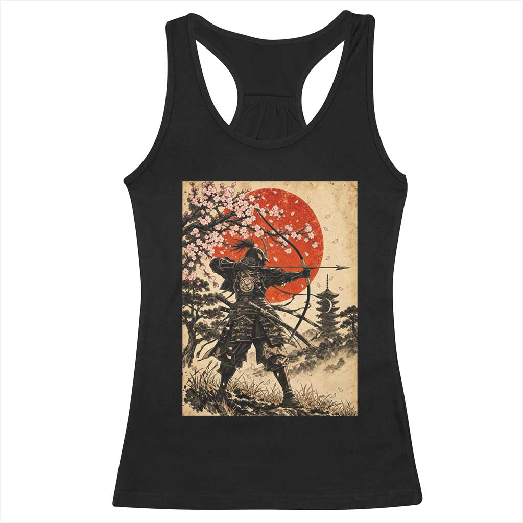 Vintage Japanese Samurai Archer Racerback Tank Top Ukiyoe Style Kyudo Bowhunter